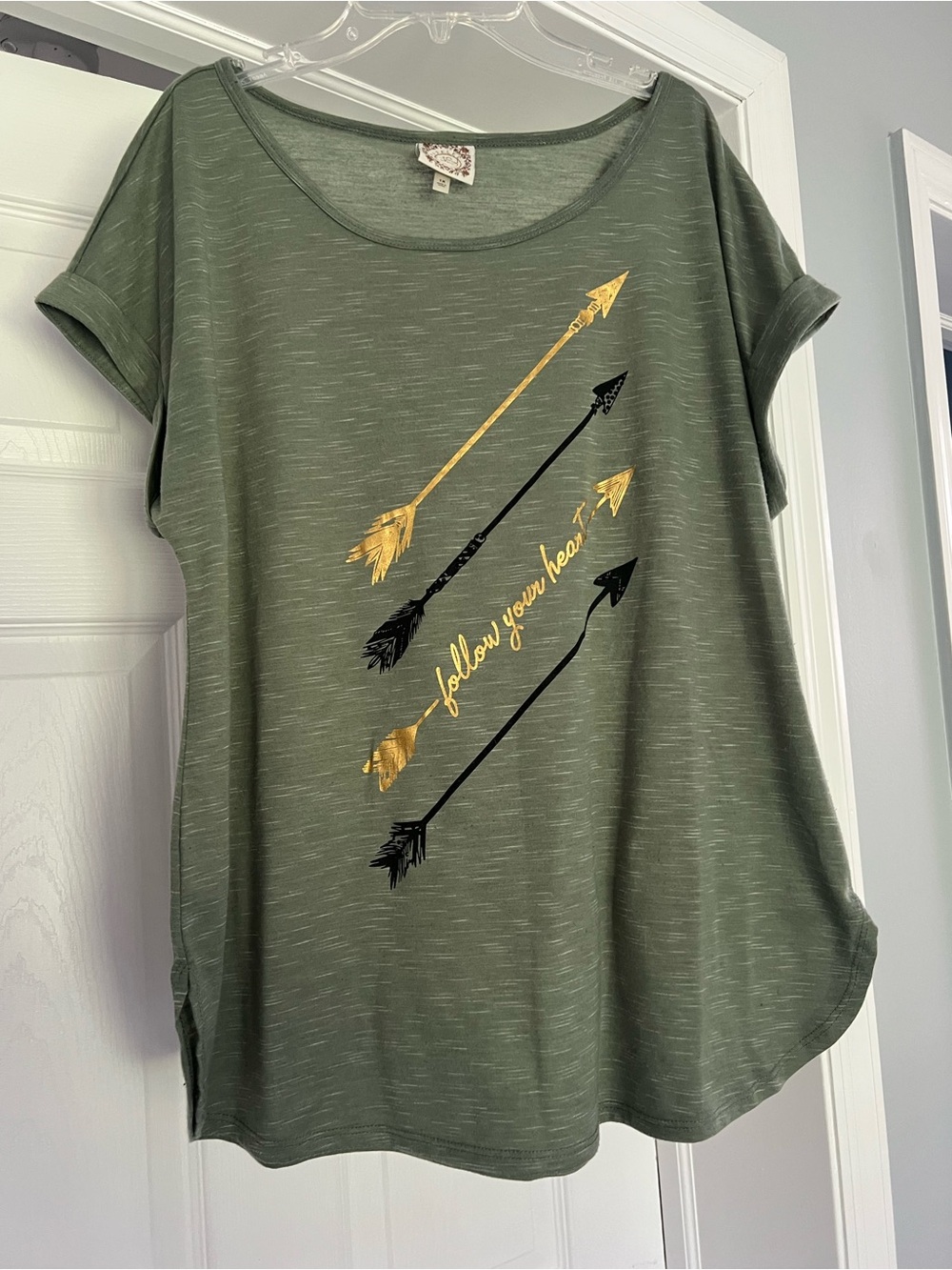 Olive Green Graphic Tee - Follow Your Heart